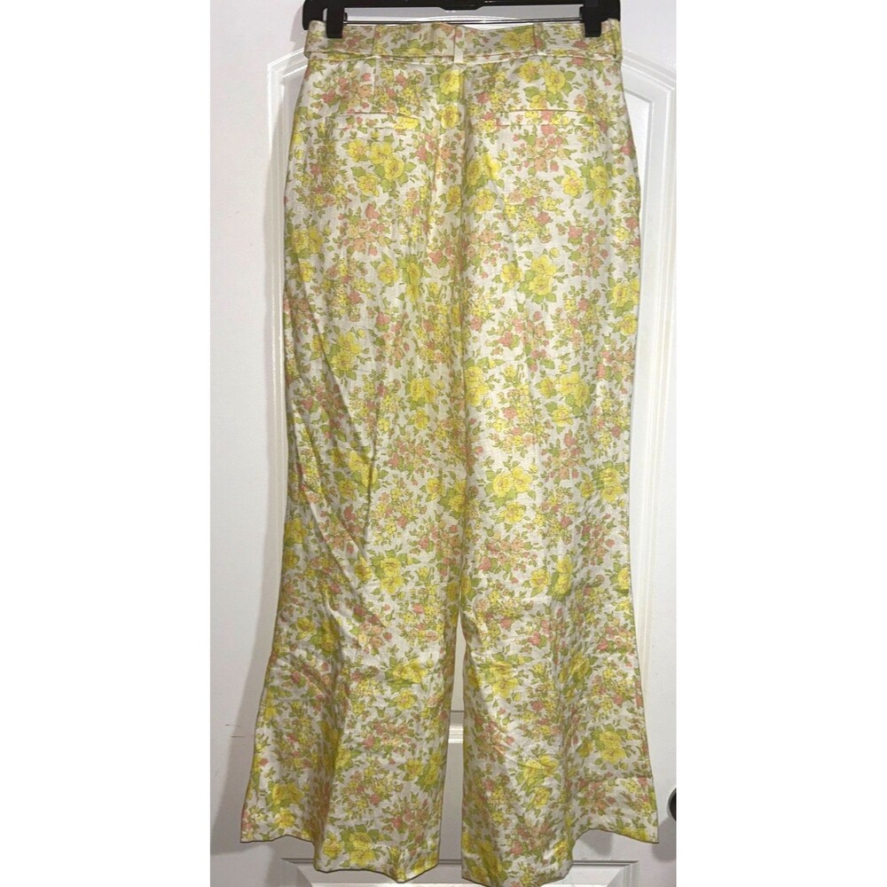 ZIMMERMANN Goldie Women’s Linen Belted Floral Wide Leg Pants size 1/S - Picture 5 of 7